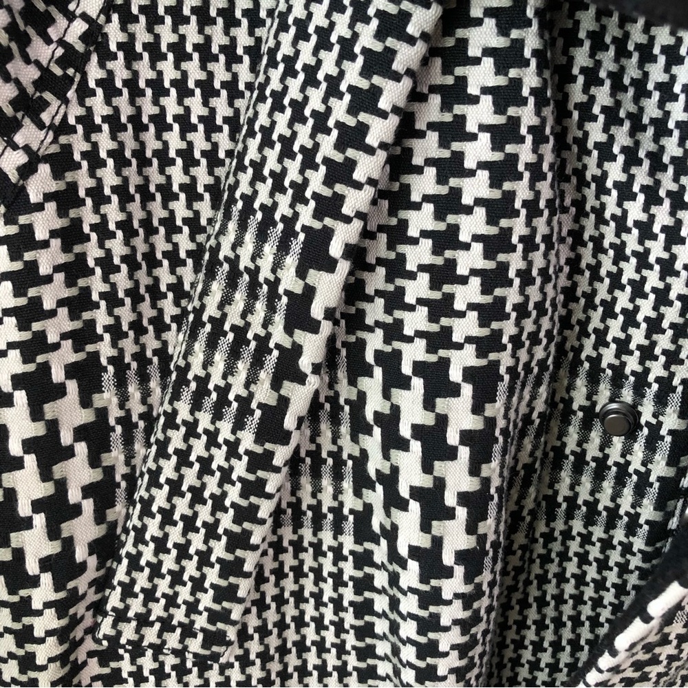 NWOT MOUSSY Houndstooth Plaid Wool Knit Coat with Fur Trim Sz 1 Small - Picture 7 of 16